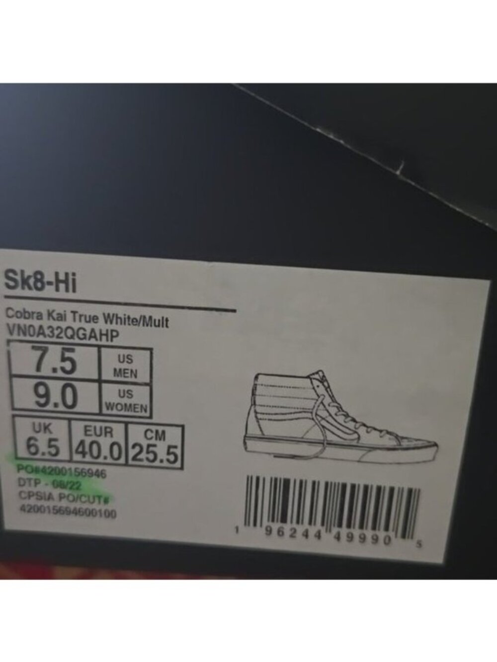 Vans Cobra Kai Miyagi Do Women Size 9 Sk8 Hi White Reseda Okinawa 072026 - Picture 7 of 7